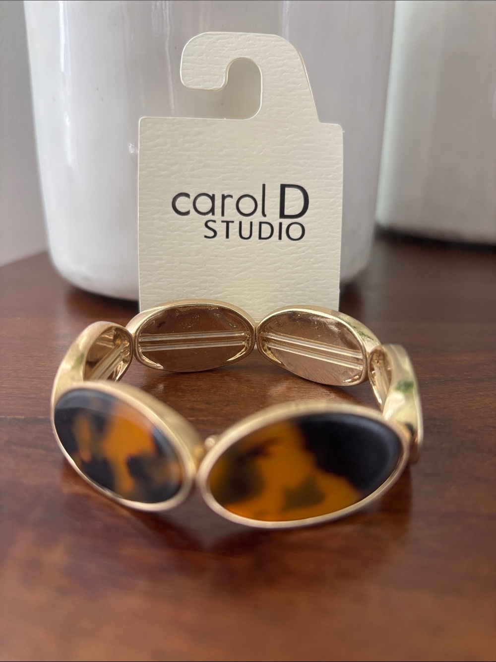 Carol D Studio Tortoise shelll look/Leopard print oval acrylic stones,stretch,,